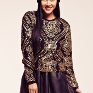 Gold / Black Sequin Crewneck Sweater